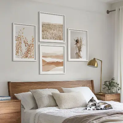 Plantenmotieven in boho-stijl meerluik in lijst