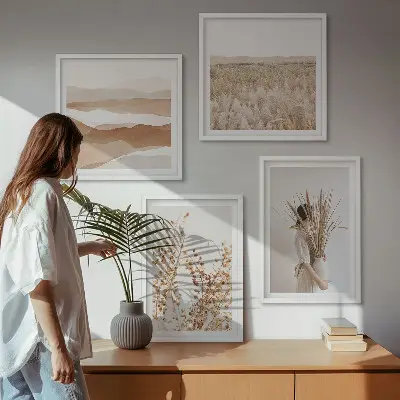 Plantenmotieven in boho-stijl meerluik in lijst
