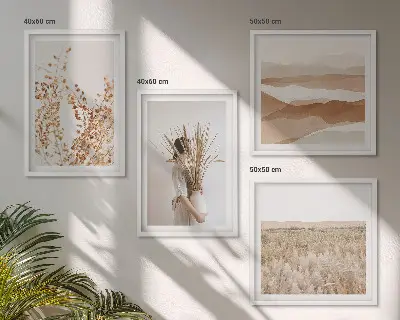 Plantenmotieven in boho-stijl meerluik in lijst