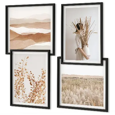 Plantenmotieven in boho-stijl meerluik in lijst