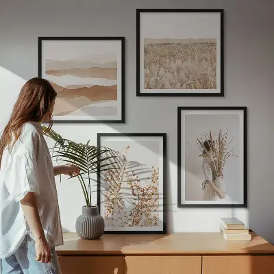 Plantenmotieven in boho-stijl meerluik in lijst