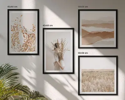 Plantenmotieven in boho-stijl meerluik in lijst