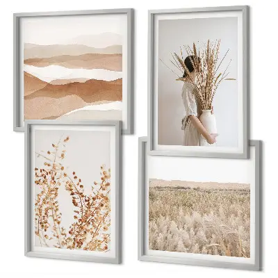 Plantenmotieven in boho-stijl meerluik in lijst