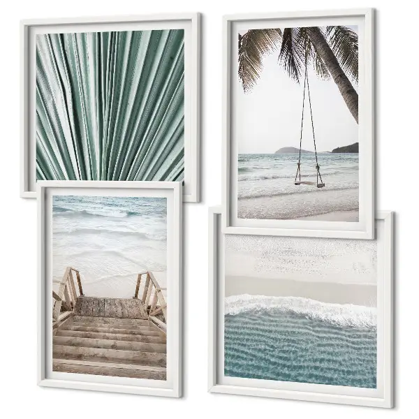 Tropische vakantie set van posters met lijst