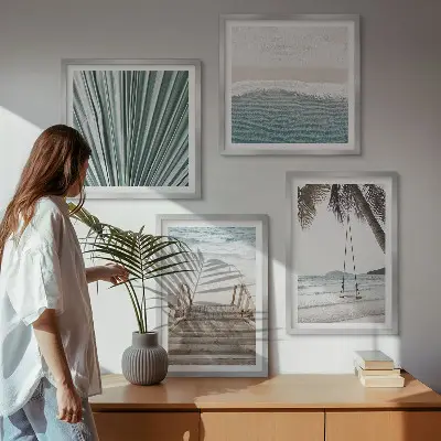 Tropische vakantie set van posters met lijst