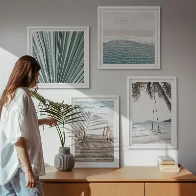 Tropische vakantie set van posters met lijst