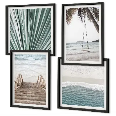 Tropische vakantie set van posters met lijst