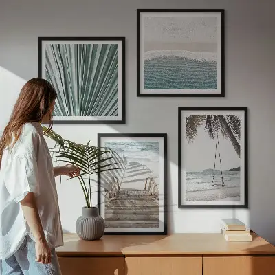 Tropische vakantie set van posters met lijst