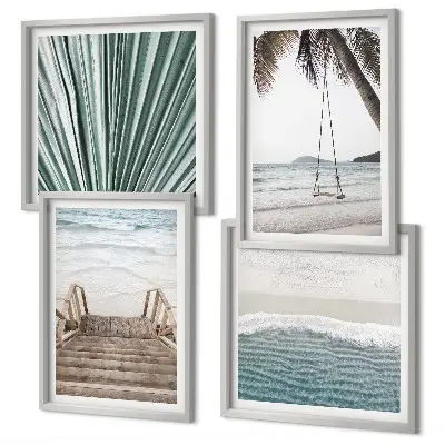 Tropische vakantie set van posters met lijst