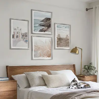 Posterset met lijst zeearchitectuur Santorini