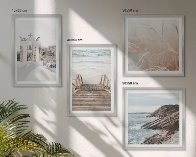 Posterset met lijst zeearchitectuur Santorini