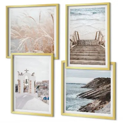 Posterset met lijst zeearchitectuur Santorini