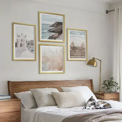 Posterset met lijst zeearchitectuur Santorini