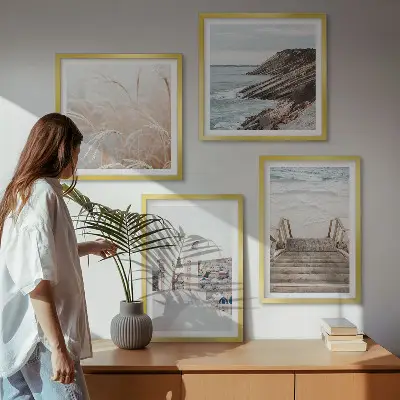 Posterset met lijst zeearchitectuur Santorini