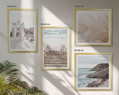 Posterset met lijst zeearchitectuur Santorini