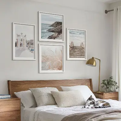 Posterset met lijst zeearchitectuur Santorini