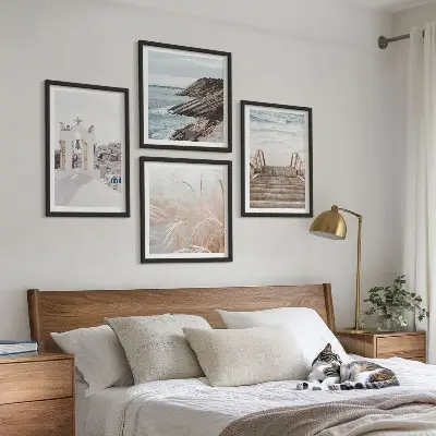 Posterset met lijst zeearchitectuur Santorini