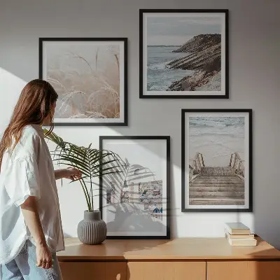Posterset met lijst zeearchitectuur Santorini