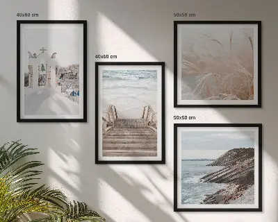 Posterset met lijst zeearchitectuur Santorini