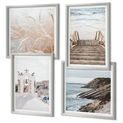 Posterset met lijst zeearchitectuur Santorini