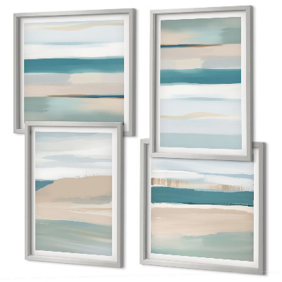 Meerluik in lijst Abstracte blauwe landschappen