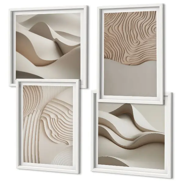 Abstracte golven op het zand set van posters met lijst