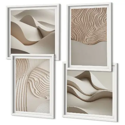 Set van posters met lijst Abstracte golven op het zand