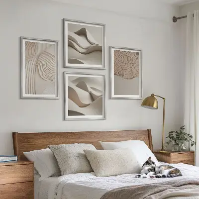 Abstracte golven op het zand set van posters met lijst