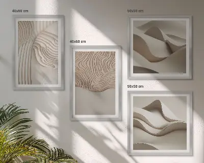 Abstracte golven op het zand set van posters met lijst