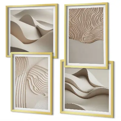 Abstracte golven op het zand set van posters met lijst