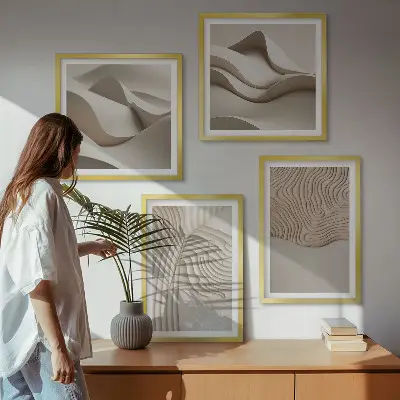 Abstracte golven op het zand set van posters met lijst
