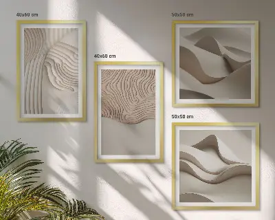Abstracte golven op het zand set van posters met lijst