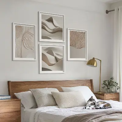 Abstracte golven op het zand set van posters met lijst