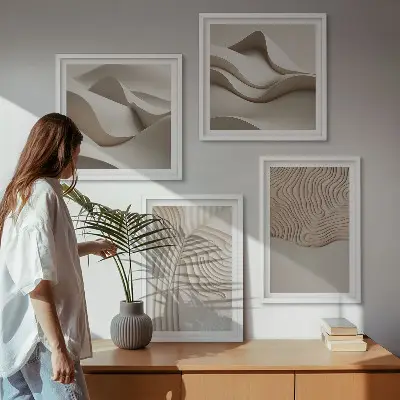 Abstracte golven op het zand set van posters met lijst