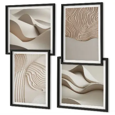 Abstracte golven op het zand set van posters met lijst