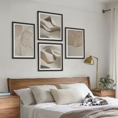 Abstracte golven op het zand set van posters met lijst