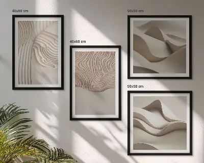 Abstracte golven op het zand set van posters met lijst