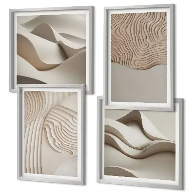Abstracte golven op het zand set van posters met lijst