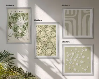 Boho planten pastel composities meerluik in lijst