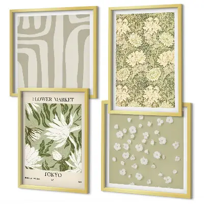 Boho planten pastel composities meerluik in lijst