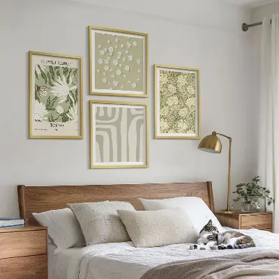 Boho planten pastel composities meerluik in lijst