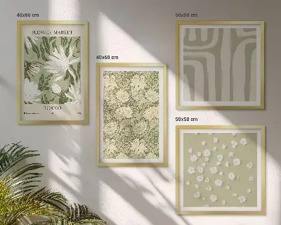 Boho planten pastel composities meerluik in lijst