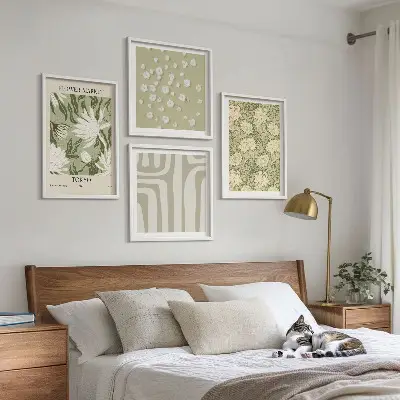 Boho planten pastel composities meerluik in lijst