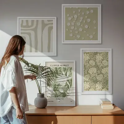 Boho planten pastel composities meerluik in lijst