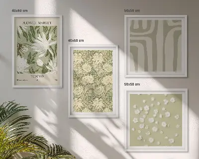 Boho planten pastel composities meerluik in lijst