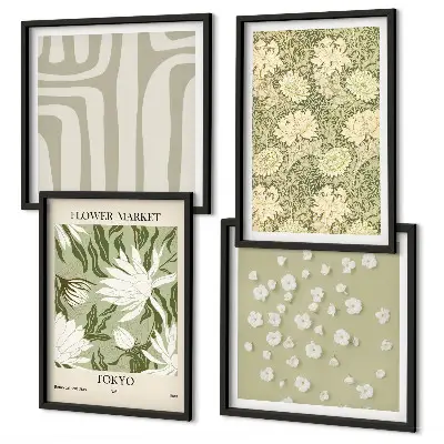 Boho planten pastel composities meerluik in lijst