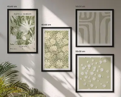 Boho planten pastel composities meerluik in lijst