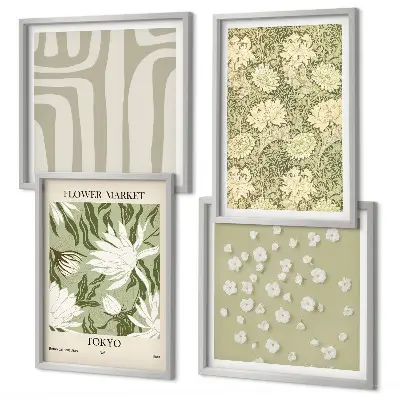 Boho planten pastel composities meerluik in lijst