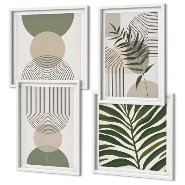 Set van posters met lijst Abstracte bladeren in boho-stijl
