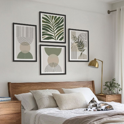Set van posters met lijst Abstracte bladeren in boho-stijl